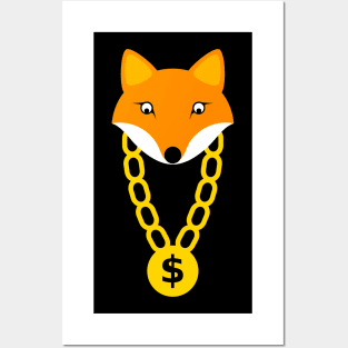 Cute Fox With Gold Chain And Dollar Symbol Posters and Art